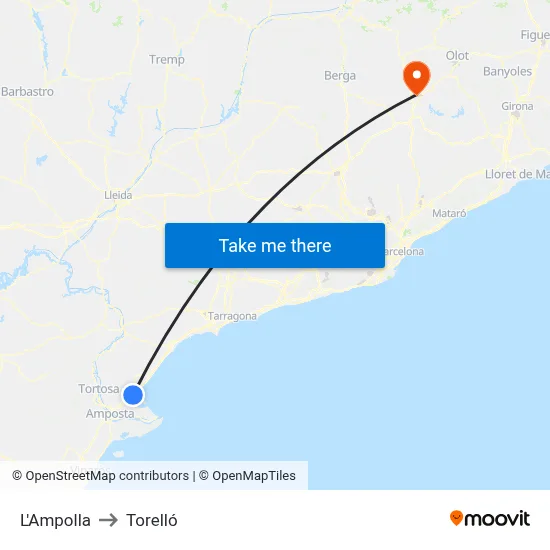 L'Ampolla to Torelló map