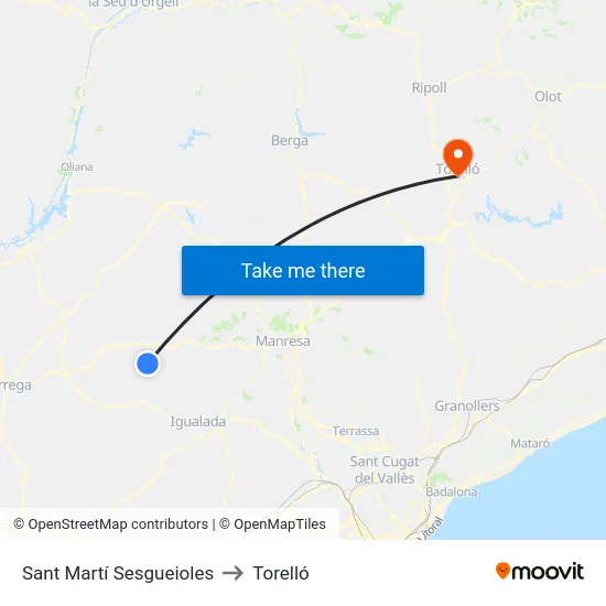 Sant Martí Sesgueioles to Torelló map