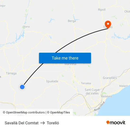 Savallà Del Comtat to Torelló map