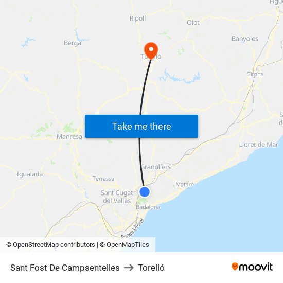 Sant Fost De Campsentelles to Torelló map