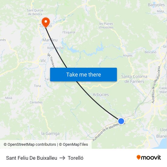 Sant Feliu De Buixalleu to Torelló map