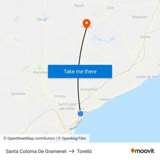 Santa Coloma De Gramenet to Torelló map