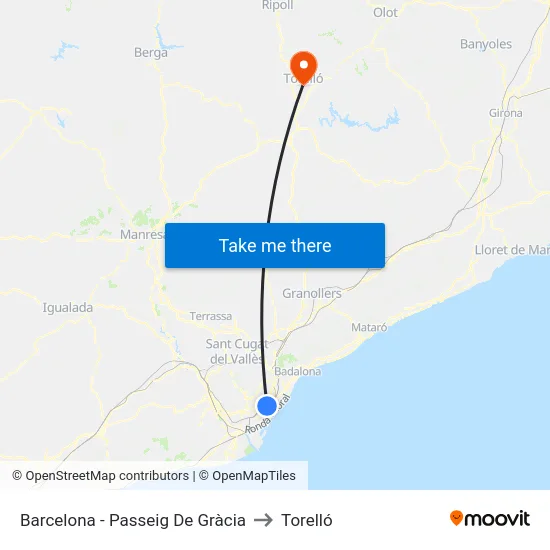 Barcelona - Passeig De Gràcia to Torelló map
