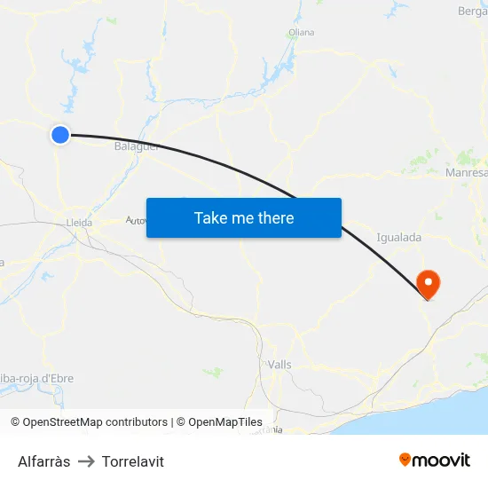 Alfarràs to Torrelavit map