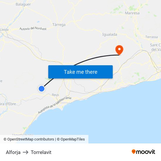 Alforja to Torrelavit map