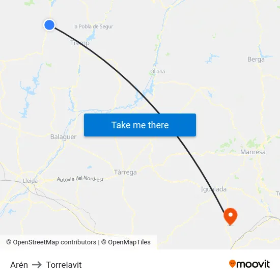Arén to Torrelavit map