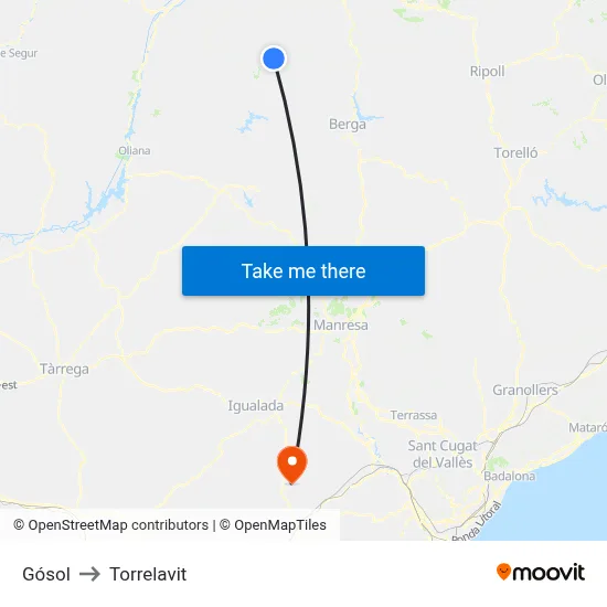 Gósol to Torrelavit map