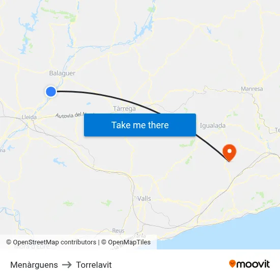 Menàrguens to Torrelavit map
