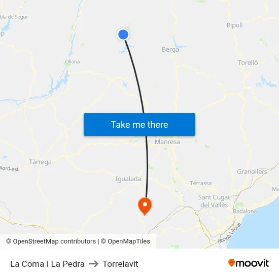 La Coma I La Pedra to Torrelavit map