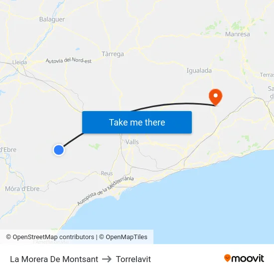 La Morera De Montsant to Torrelavit map