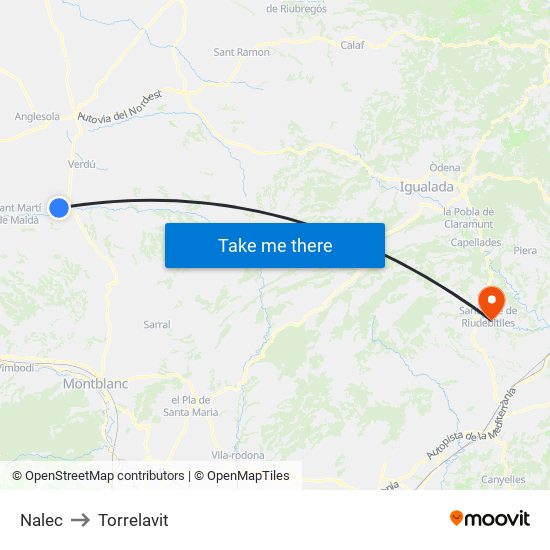 Nalec to Torrelavit map