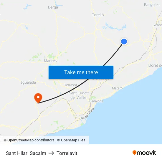 Sant Hilari Sacalm to Torrelavit map