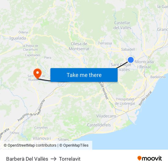 Barberà Del Vallès to Torrelavit map