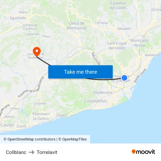 Collblanc to Torrelavit map