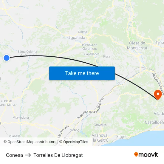 Conesa to Torrelles De Llobregat map