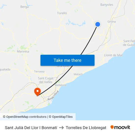 Sant Julià Del Llor I Bonmatí to Torrelles De Llobregat map