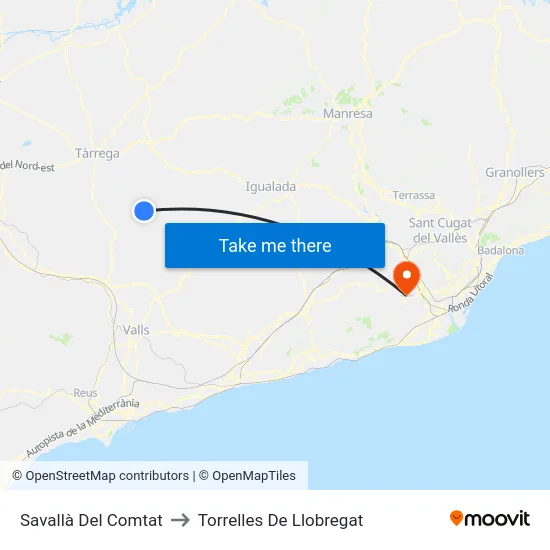 Savallà Del Comtat to Torrelles De Llobregat map