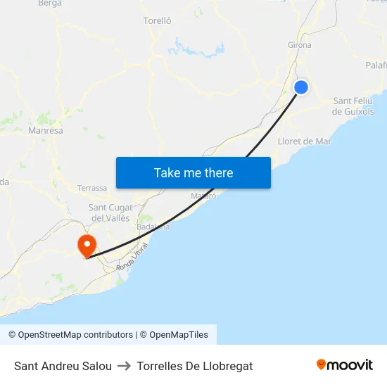 Sant Andreu Salou to Torrelles De Llobregat map