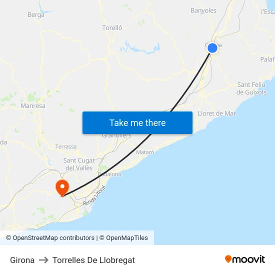 Girona to Torrelles De Llobregat map