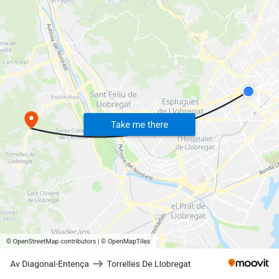 Av Diagonal-Entença to Torrelles De Llobregat map