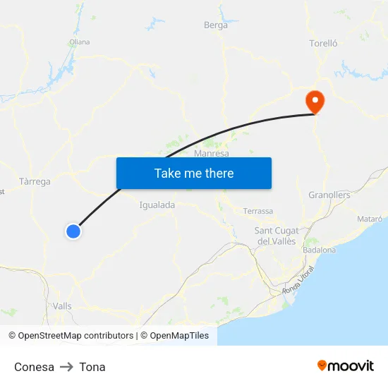 Conesa to Tona map