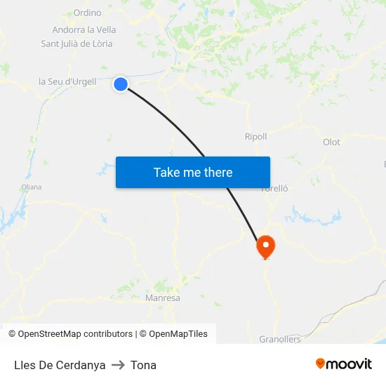 Lles De Cerdanya to Tona map