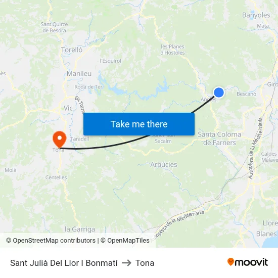 Sant Julià Del Llor I Bonmatí to Tona map