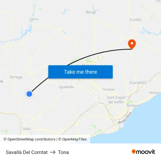 Savallà Del Comtat to Tona map