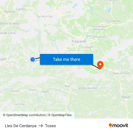 Lles De Cerdanya to Toses map