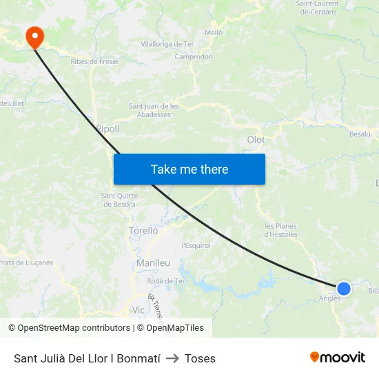 Sant Julià Del Llor I Bonmatí to Toses map