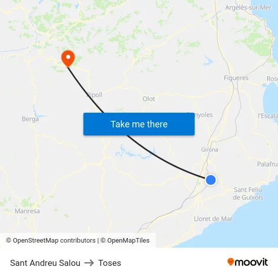 Sant Andreu Salou to Toses map