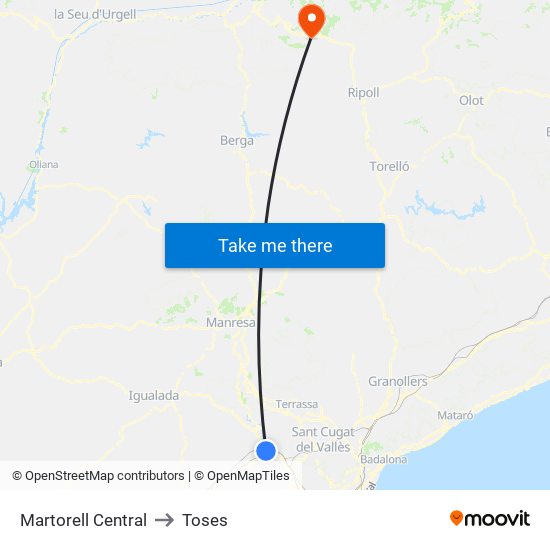 Martorell Central to Toses map