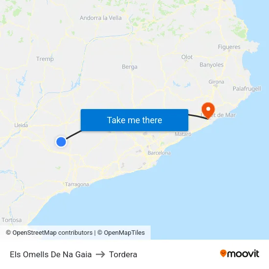 Els Omells De Na Gaia to Tordera map