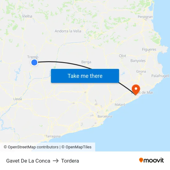 Gavet De La Conca to Tordera map