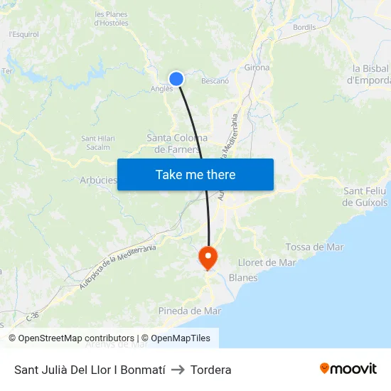 Sant Julià Del Llor I Bonmatí to Tordera map