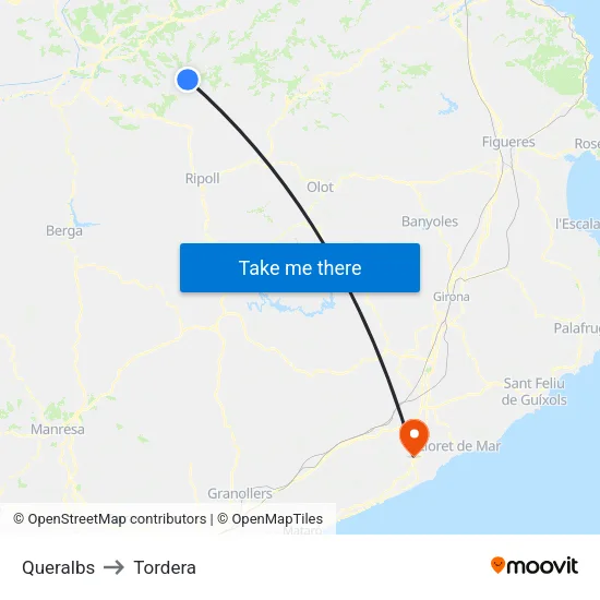 Queralbs to Tordera map
