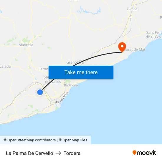 La Palma De Cervelló to Tordera map