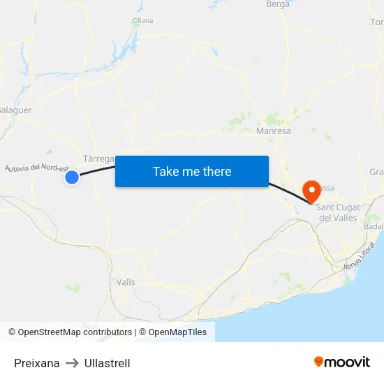 Preixana to Ullastrell map