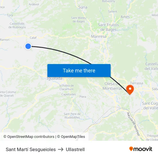 Sant Martí Sesgueioles to Ullastrell map