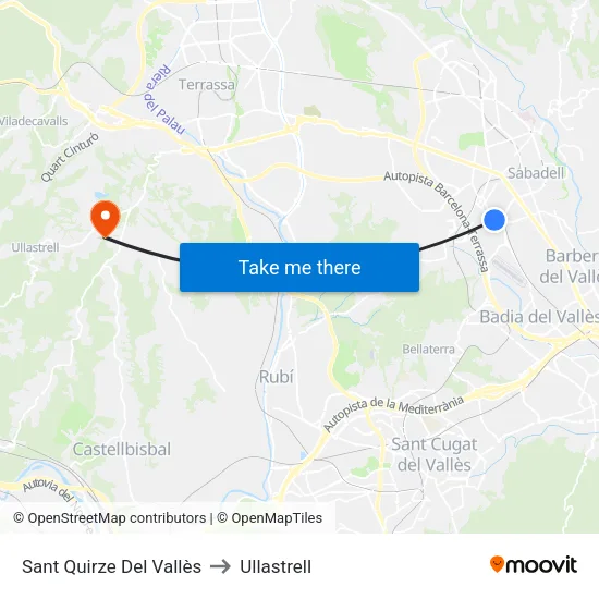 Sant Quirze Del Vallès to Ullastrell map