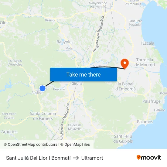 Sant Julià Del Llor I Bonmatí to Ultramort map