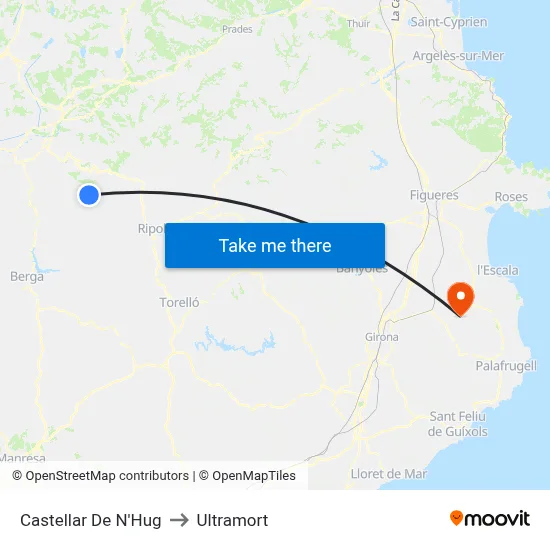 Castellar De N'Hug to Ultramort map