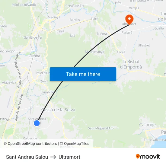 Sant Andreu Salou to Ultramort map