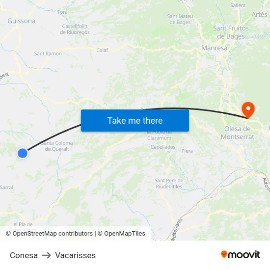 Conesa to Vacarisses map