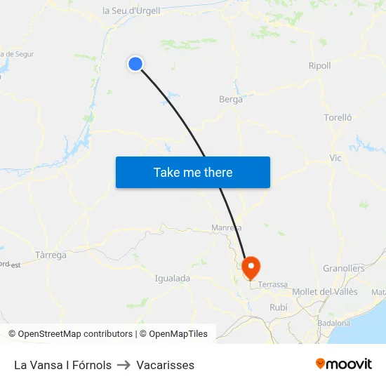 La Vansa I Fórnols to Vacarisses map