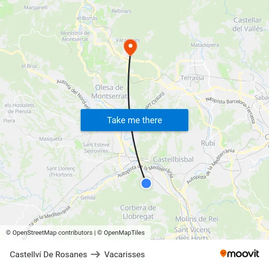 Castellví De Rosanes to Vacarisses map