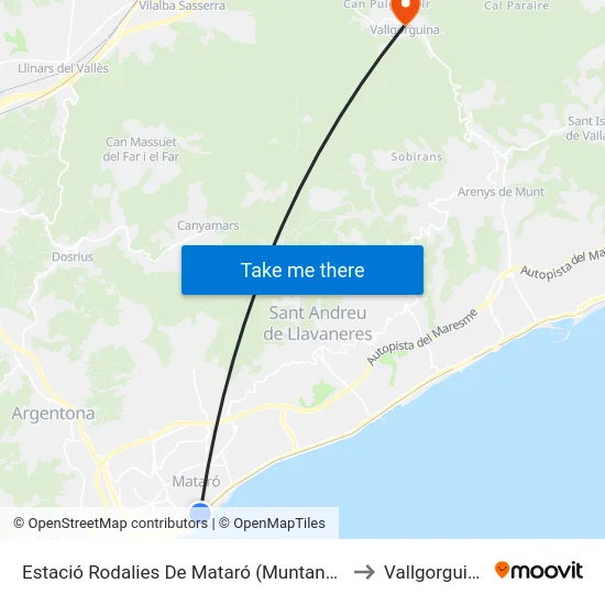 Estació Rodalies De Mataró (Muntanya) to Vallgorguina map