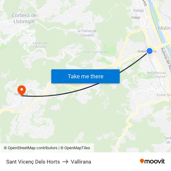 Sant Vicenç Dels Horts to Vallirana map