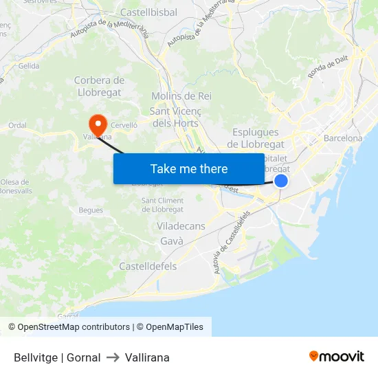 Bellvitge | Gornal to Vallirana map