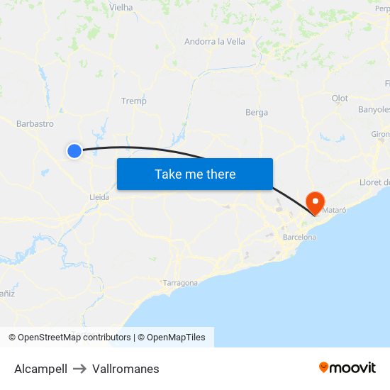 Alcampell to Vallromanes map